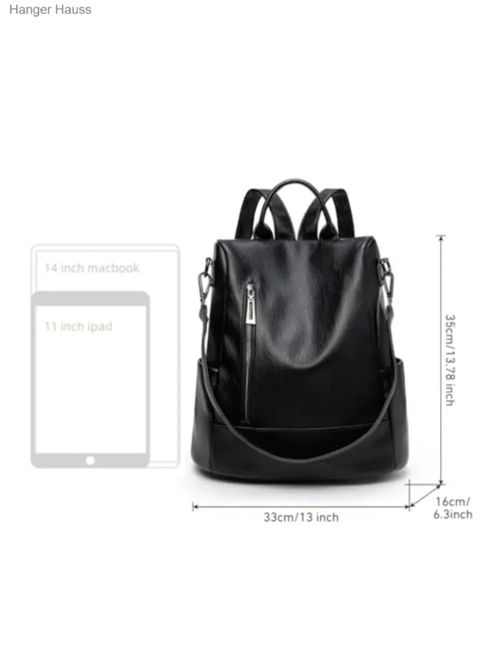 Women's Anti-theft PU Leather Fashion Backpack Rucksack, Adjustable Straps,